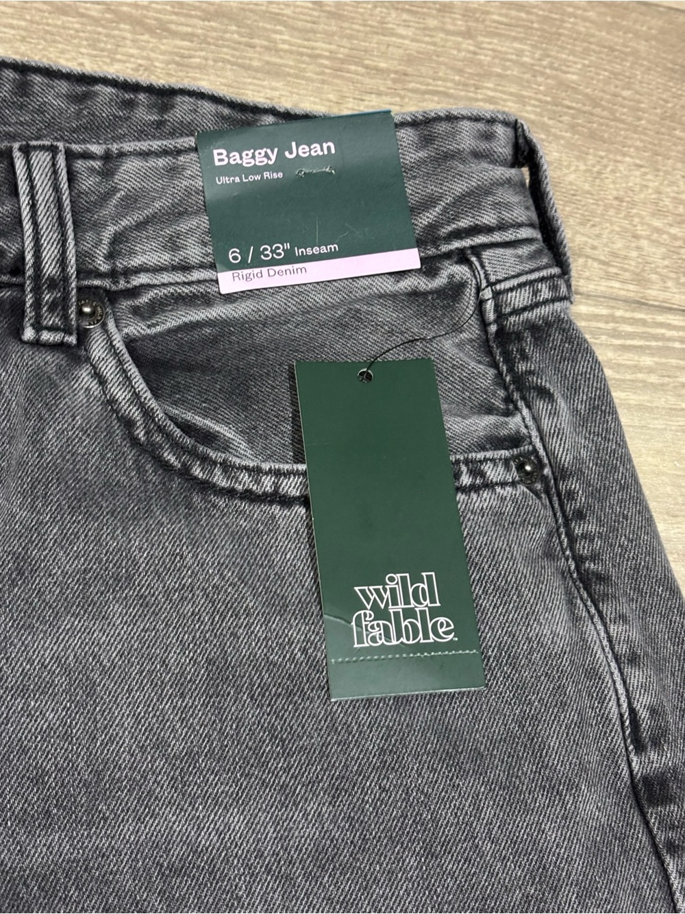 Wild Fable Women's Ultra Low-Rise Baggy Jeans Dark Gray Wash Size 6 Long - Picture 6 of 11